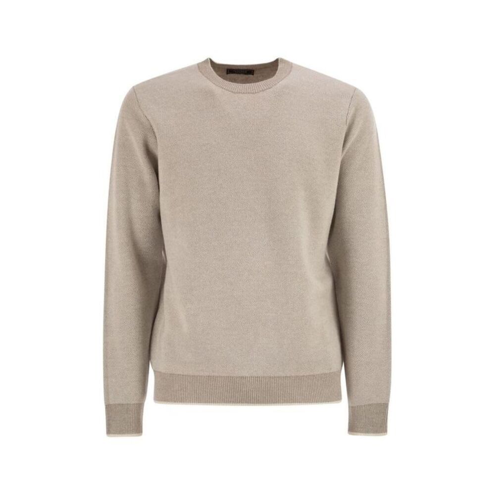 PESERICO Men's Crew Neck Knit Sweater Men Beige Sweaters & Cardigans